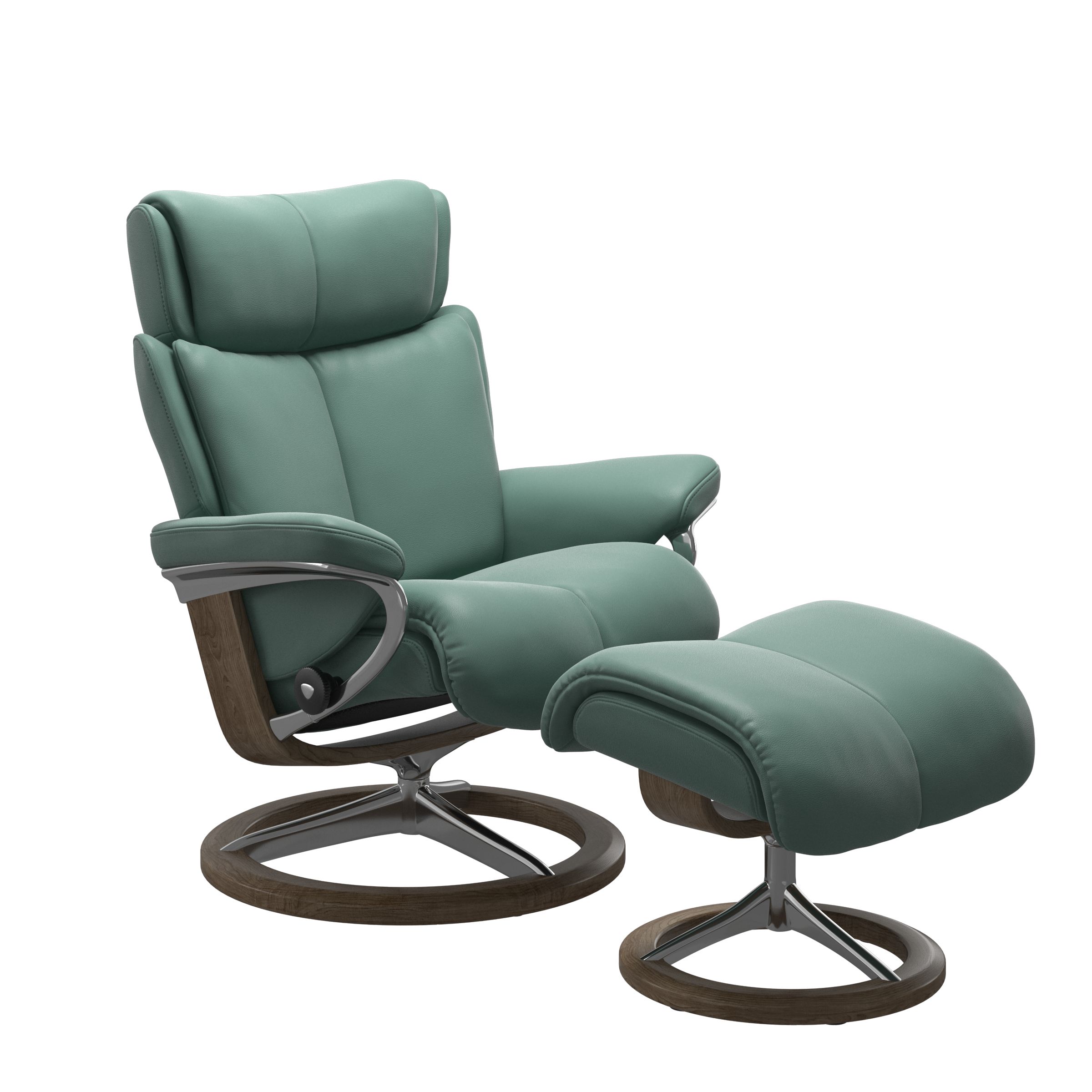 Stressless Magic M Signature with footstool Paloma Aqua Green Smoked Oak Base Alu